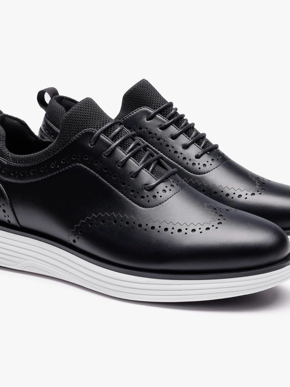 Men's Black Wingtip Sneakers - Classic Lace-Up Comfort - US 11